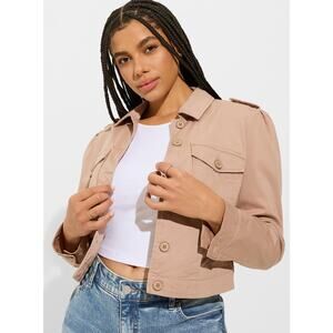 NWT Torrid Lightweight Twill Army Trucker Jacket‎ in Stucco Women's Size 4x
